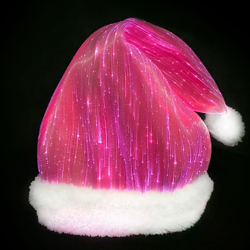 9843 Luminous Christmas Hat Plush Santa Hat Light Up Funny Christmas Hats
